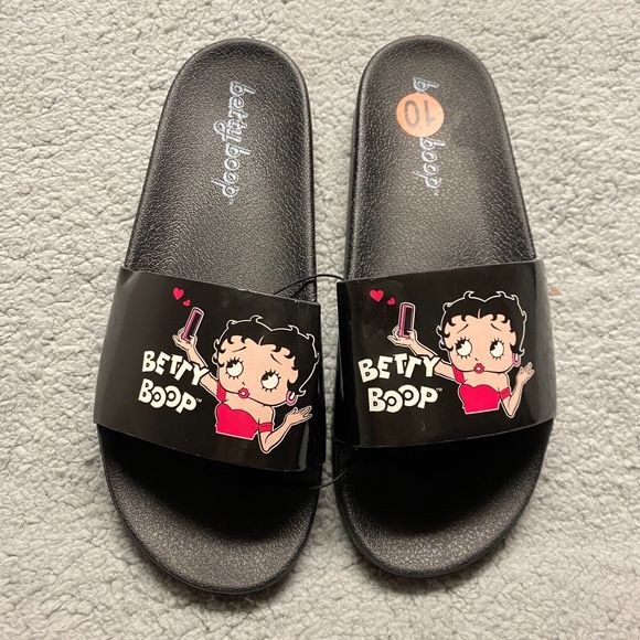 Betty Boop Sandals Women Size 10 Black New With Tag Slip-On NWT‎ - Picture 1 of 4